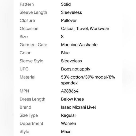 NWT Isaac Mizrahi Live! Regular Lace-Up Neck Hi-low Hem Ink Blue Maxi Dress Sz S - Picture 7 of 7